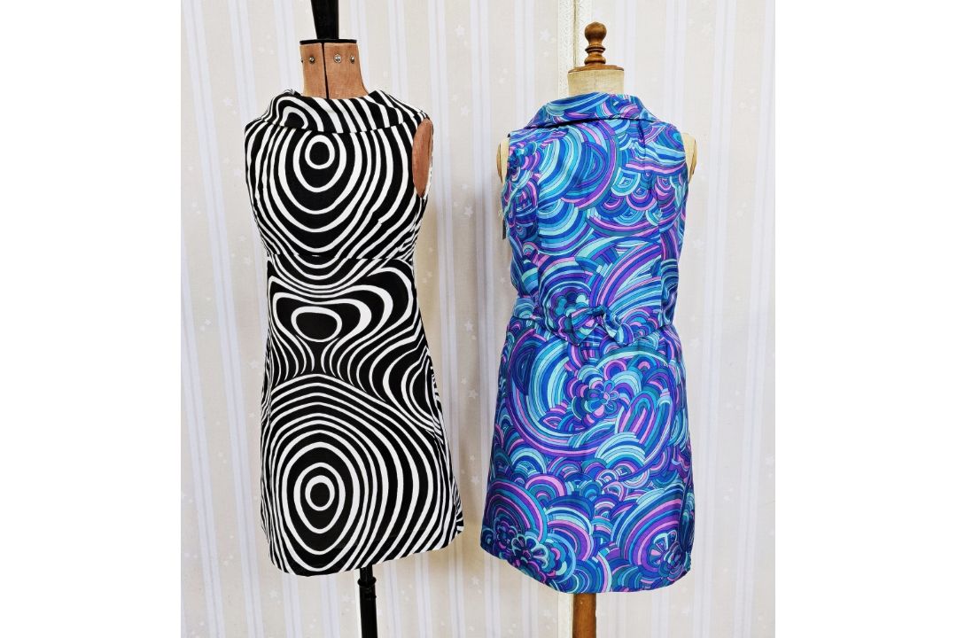 1960's black and white 'OpArt' cotton mini dress, labelled Berkertex Acropolis, Greek Collection, - Image 1 of 4