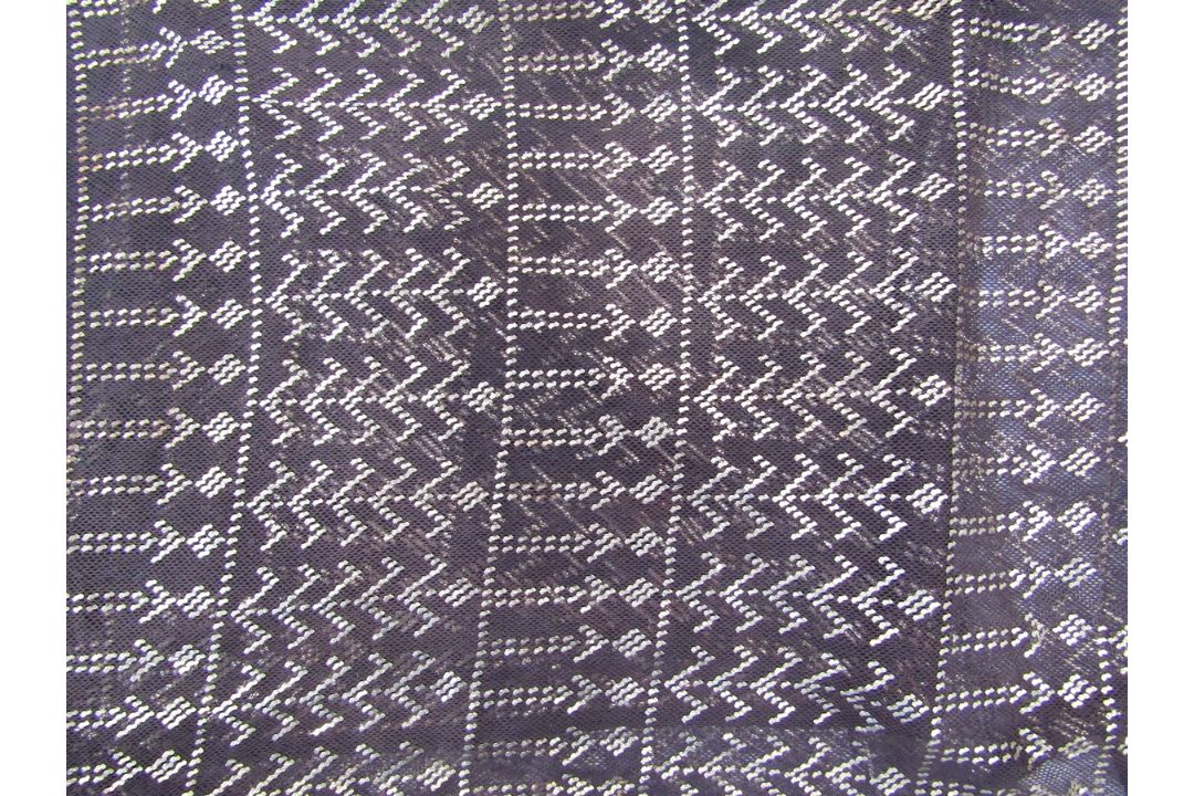 Black and silver metal Assuit shawl Condition Report Edge stitching undone at one end, some minor - Image 2 of 5