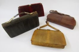 Two vintage Mappin and Webb lizard skin handbags, fixed frame, gilt metal hardware, single strap