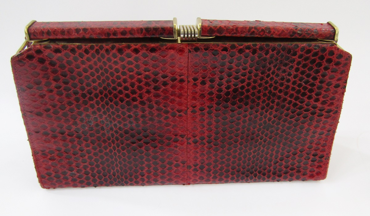 Two vintage Mappin and Webb lizard skin handbags, fixed frame, gilt metal hardware, single strap - Image 2 of 5