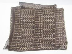 Black and silver metal Assuit shawl Condition Report Edge stitching undone at one end, some minor