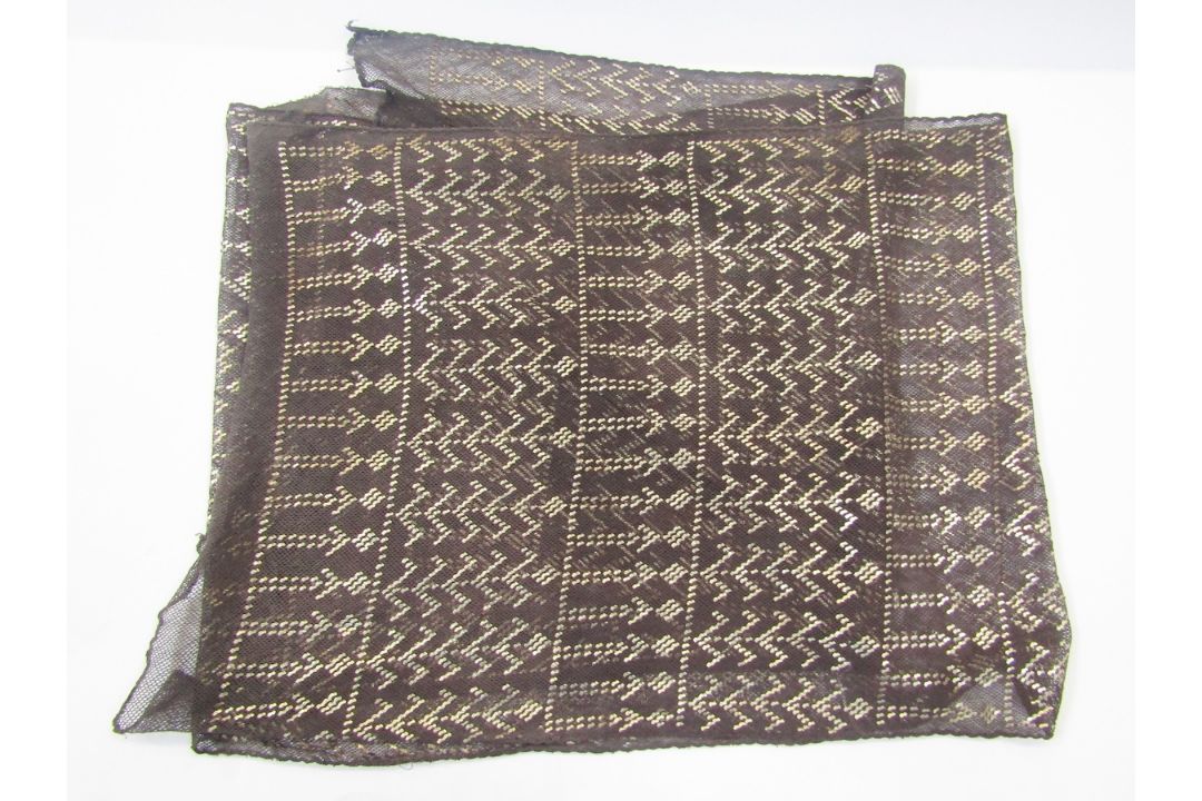 Black and silver metal Assuit shawl Condition Report Edge stitching undone at one end, some minor - Image 1 of 5