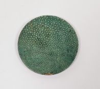 Early 20th century shagreen covered lady's compact by Cleff, opening to reveal a mirror and lidded