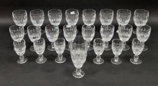 Waterford cut-glass part table service, etched marks, including: wine and sherry glasses in sizes