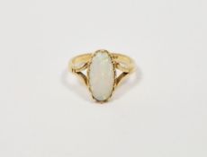 18ct gold and opal ring set oval claw set stone (size N1/2)  Condition Report approx weight is 4.0g