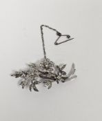 9ct white gold and diamond floral spray brooch  Condition Report Approximately 5cm x 2.5cm approx