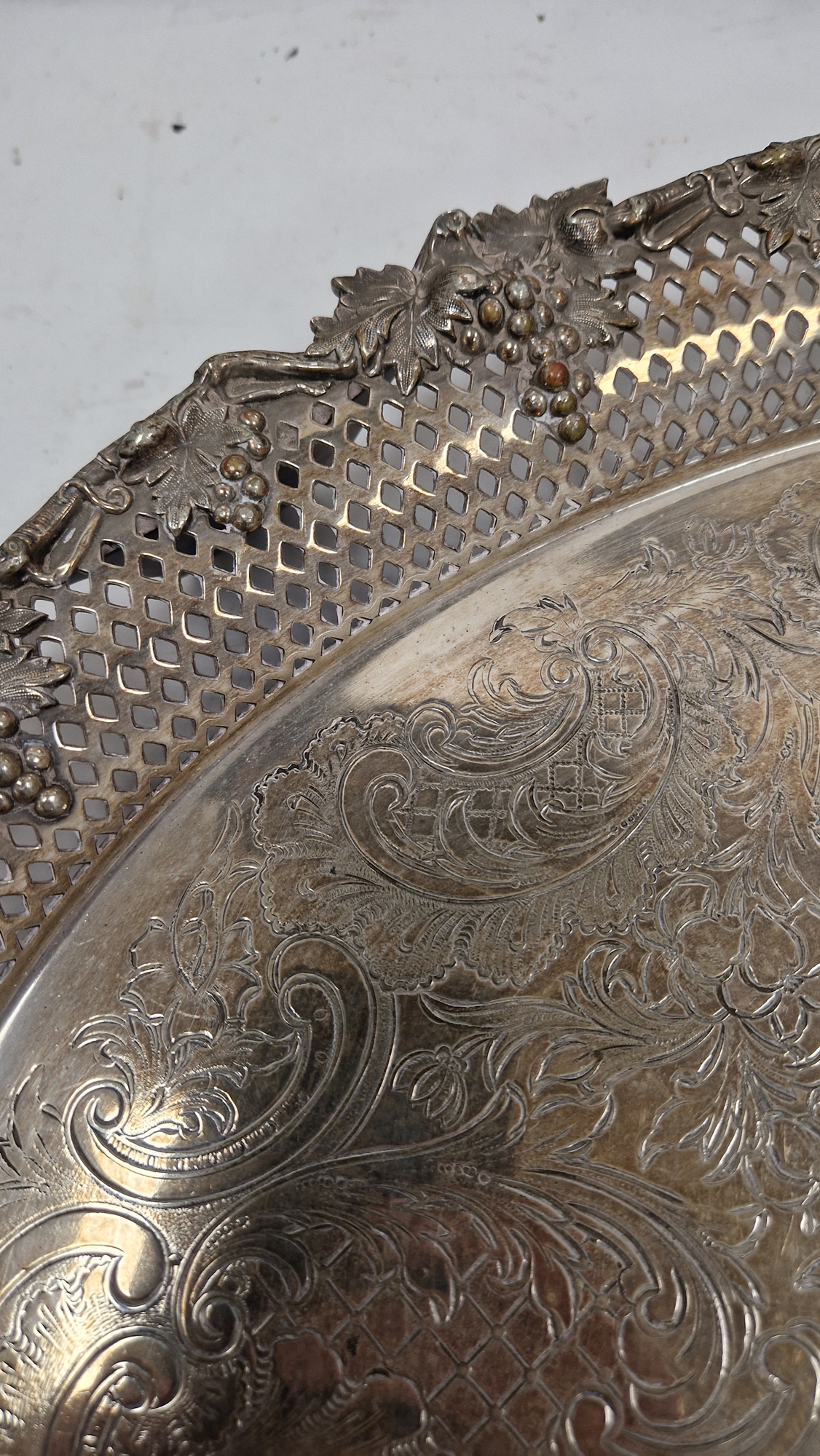 Late 19th / early 20th century silver plated serving tray of oval form, the border and twin- - Image 4 of 20