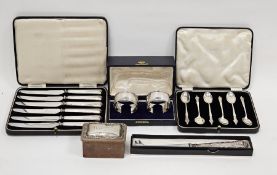 Collection of silver and other items including a George V cased set of six silver apostle spoons,