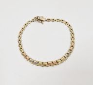 9K rose and yellow gold engraved link bracelet (broken), 7.1g total approx.
