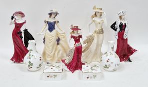 Five Royal Worcester figures of ladies, comprising Alice Summer Romance, Tania Summer Romance,