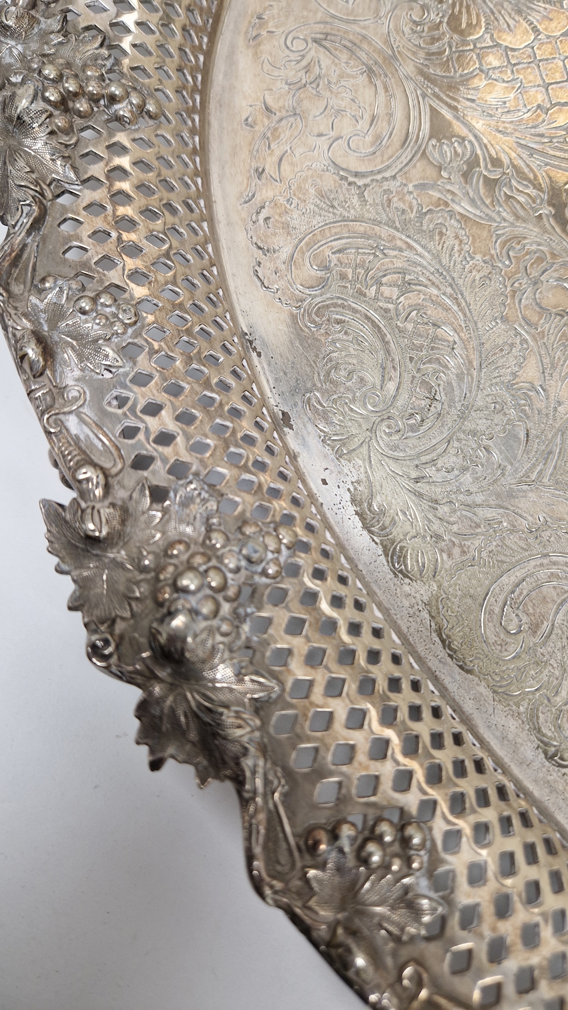 Late 19th / early 20th century silver plated serving tray of oval form, the border and twin- - Image 11 of 20