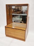 Mid century retro Turnidge of London teak wall cabinet, the upper section with two sliding glass