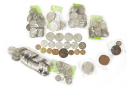 Collection of pre-decimal coins, early 20th century onwards including six George V one shilling