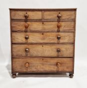 Early 19th century mahogany chest of two short over four long graduating cock beaded drawers with