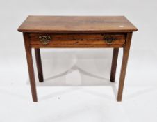 19th century mahogany side table, the single frieze drawer with brass drop loop handles, with