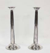 Pair of silver pricket candlesticks, Birmingham 2000, Martyn Pugh, in the Arts and Crafts manner
