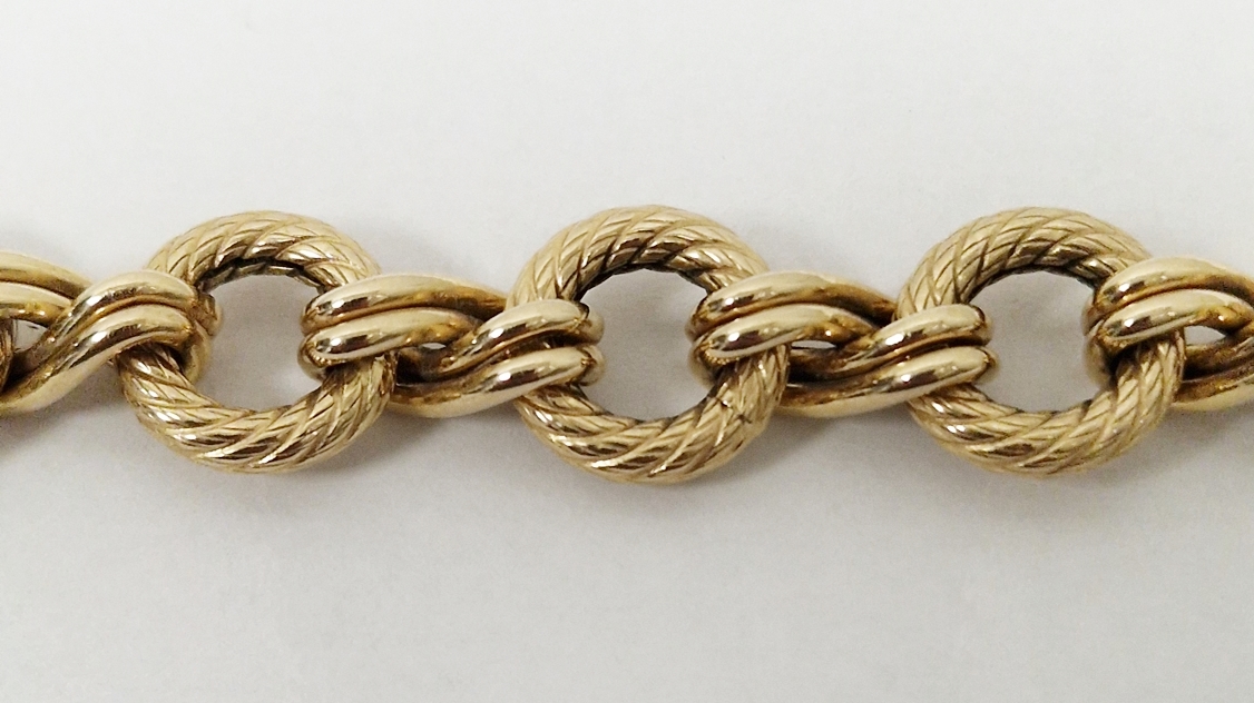 9ct gold rope circular link bracelet, 17g  Condition Report Good condition overall. Length 19.5cm, - Image 3 of 5