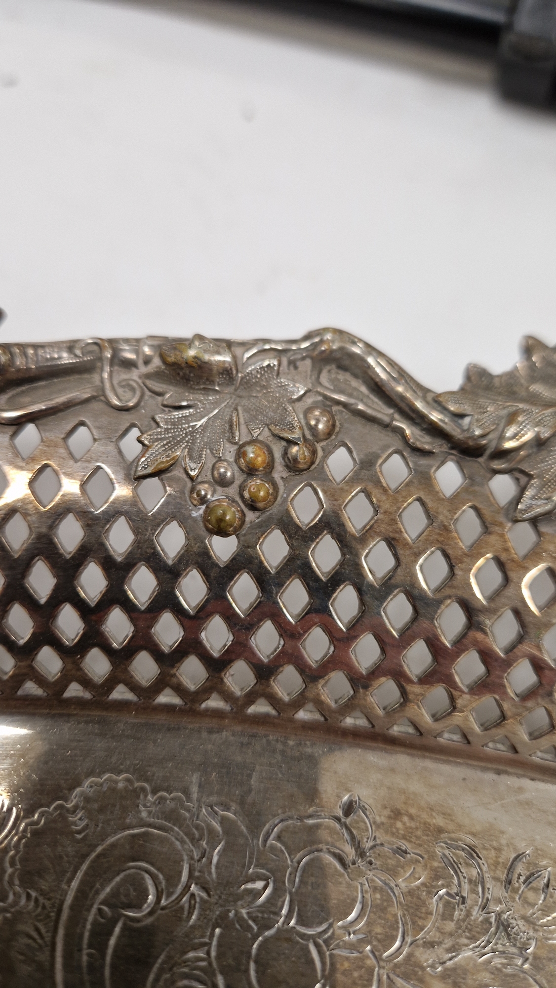 Late 19th / early 20th century silver plated serving tray of oval form, the border and twin- - Image 15 of 20