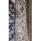 Large Persian midnight blue ground rug with central cream floral medallion on floral field, floral - Image 12 of 22