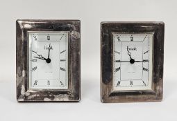 Two Harrods of London silver and mahogany desk clocks, one Sheffield 1996, Carr's of Sheffield