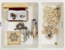 Mixed lot of jewellery including sterling silver and marcasite Tenexact combination watch brooch