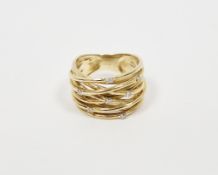 QVC 9ct gold and white stone entwined band ring, 7.5g (size N)