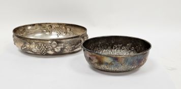 Two Italian white metal bowls, both with labels to underside for Boggiali of Milan and a further