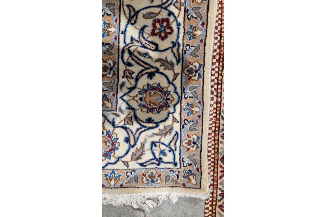 Large Persian midnight blue ground rug with central cream floral medallion on floral field, floral - Image 20 of 22