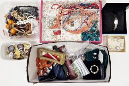 Mixed lot of jewellery, costume jewellery and watches including a boxed Seiko lady's wristwatch,