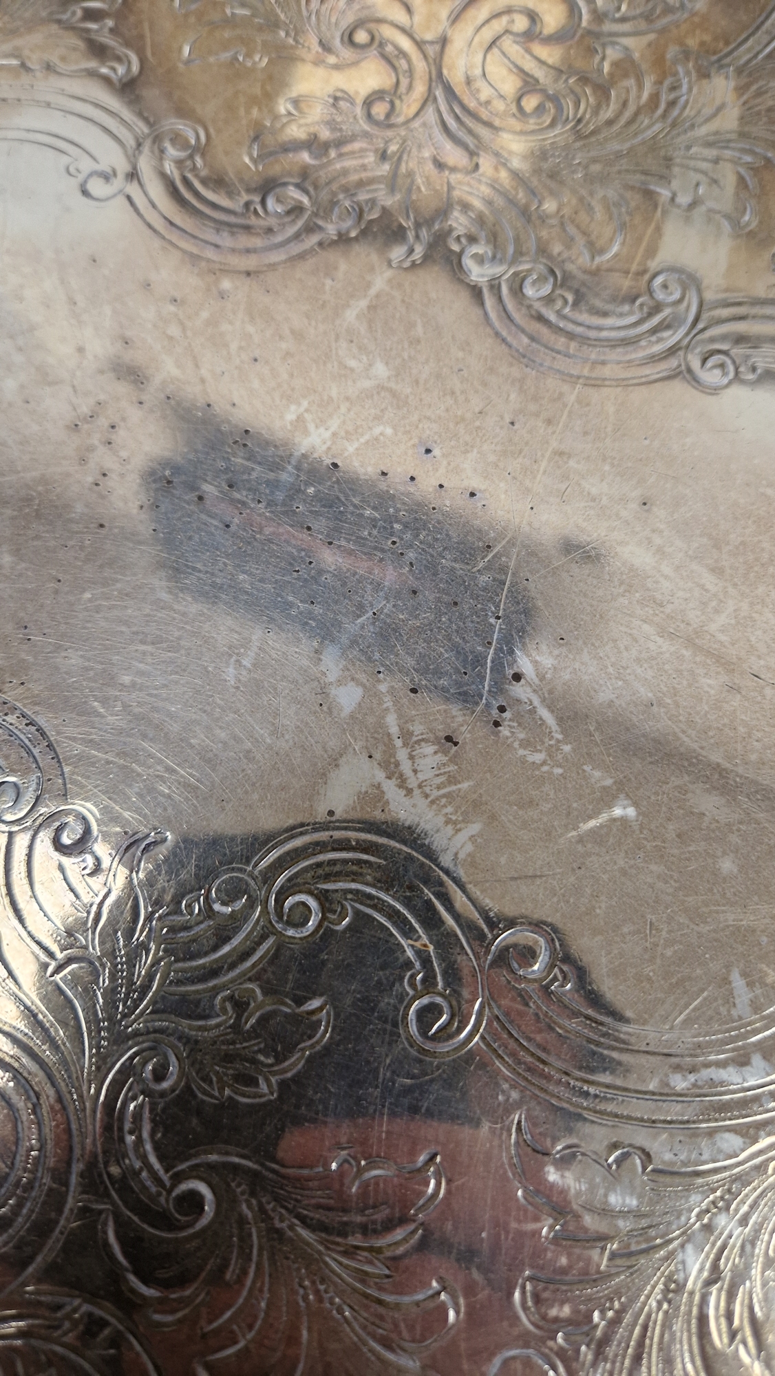 Late 19th / early 20th century silver plated serving tray of oval form, the border and twin- - Image 13 of 20