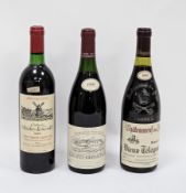 Three bottle of red wine to include one of Chateauneuf-du-Pape Vieux Telegraphe, H Brunier et fils