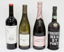 Mixed collection of wines and port including Chateau Picoron 2017 Castillon Cotes de Bordeaux,