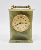 Mid century Swiss ' Imhof ' green onyx cased carriage clock, the gilt brass face with Roman and