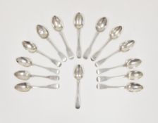Set of six George IV Scottish silver teaspoons, Edinburgh 1821 Colin Richardson, fiddle pattern,