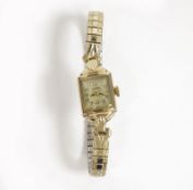 Bernex lady's 9ct gold cased manual wind wristwatch, the rectangular dial having Arabic numerals