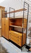 Mid-century Ladderax by Staples teak and metal modular wall cabinet comprising three metal side