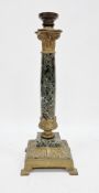 Gilt metal mounted black marble table lamp, Corinthian column form, raised on four splayed feet,