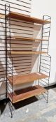 Nils 'Nisse' Strinning for String, a mid 20th century circa 1960s Swedish teak shelving wall unit,