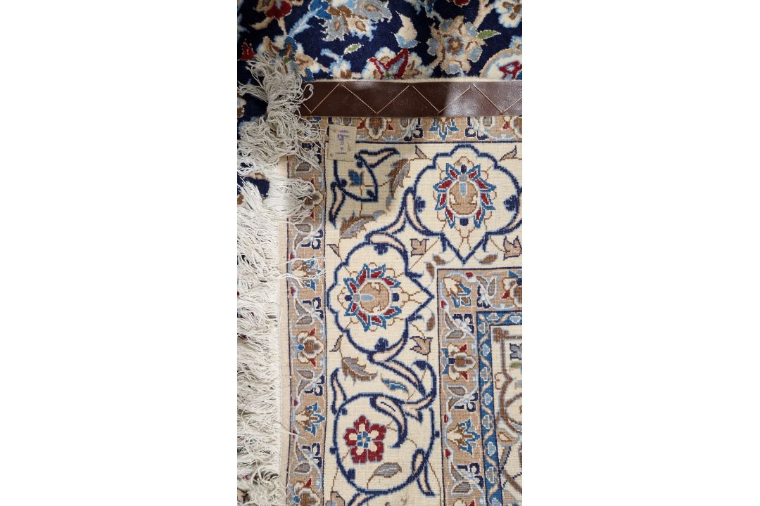 Large Persian midnight blue ground rug with central cream floral medallion on floral field, floral - Image 21 of 22