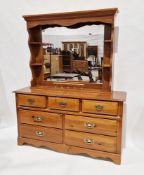 American ' Broyhill Furniture ' pine dresser, the upper section with mirrored back and four small