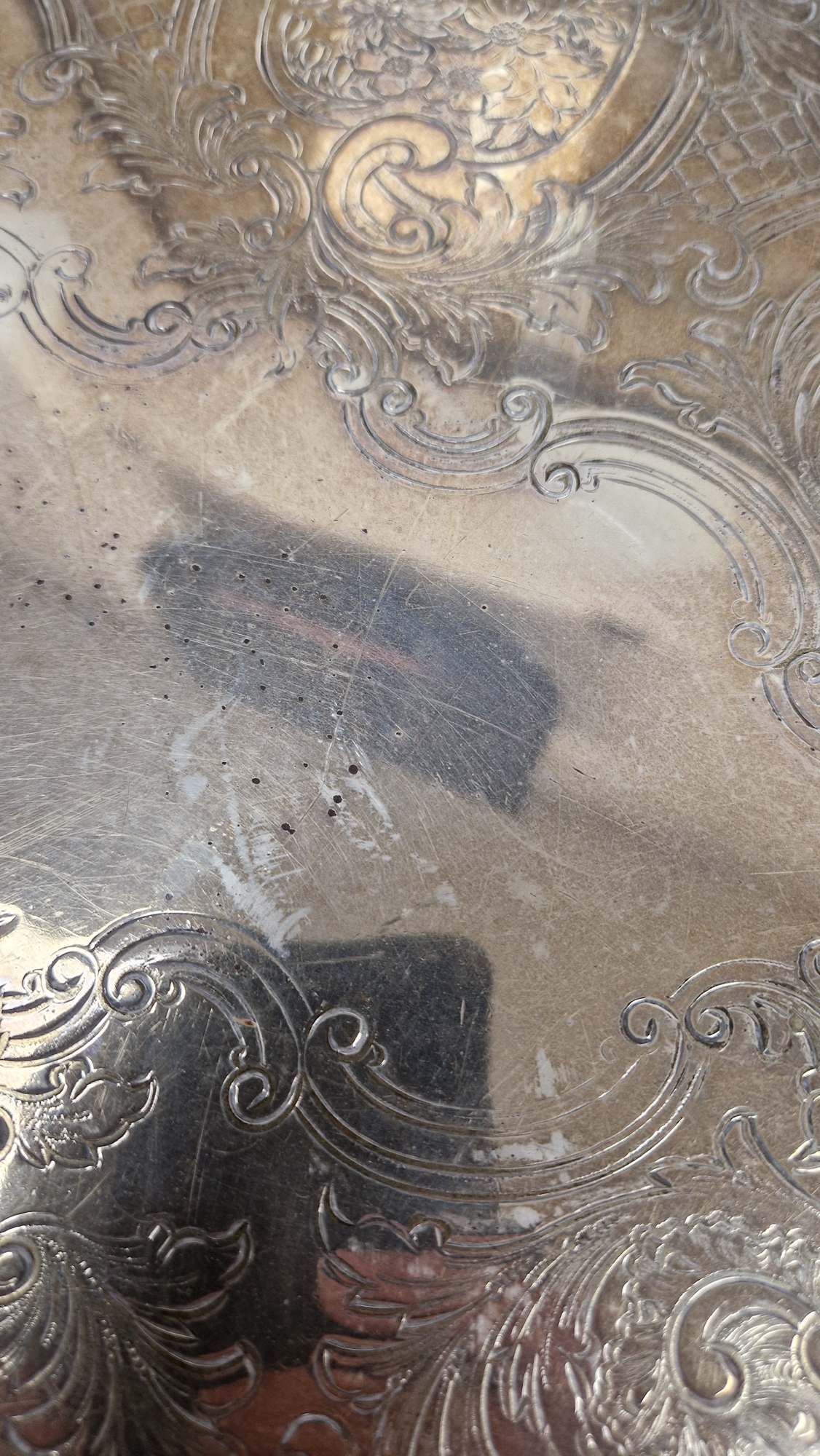 Late 19th / early 20th century silver plated serving tray of oval form, the border and twin- - Image 2 of 20