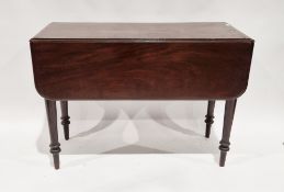19th century mahogany Pembroke table with drawer to one end and raised on turned tapering