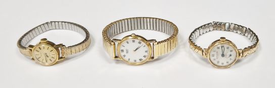 Excalibur lady's 9ct gold cased wristwatch, the silvered dial having Arabic numerals denoting hours,