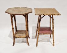 Two Victorian bamboo and pine side tables with undershelf, one of square form, 42cm wide x 67cm