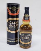 Bottle of Glen Moray single Speyside malt scotch whisky mellowed in Chardonnay barrels distilled,