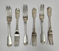 Set of six Victorian silver table forks, London 1887, John Aldwinckle & Thomas Slater, fiddle
