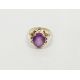 14K gold and purple stone ring, the oval stone in scroll bordered mount (size P) - Image 2 of 2