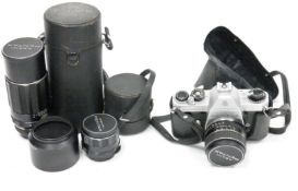 Camera equipment - Asahi Pentax Spotmatic F 35mm SLR camera, no. 4793252 in case together with cased