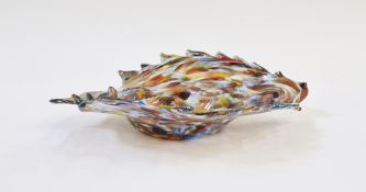 Murano spatter glass dish in the form of a leaf, possibly by Antonio Dei Rossi, signed 'Dei Rossi'