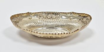 Victorian silver bon bon dish, London 1893, Josiah Williams & Co, of oval form with crimped shaped